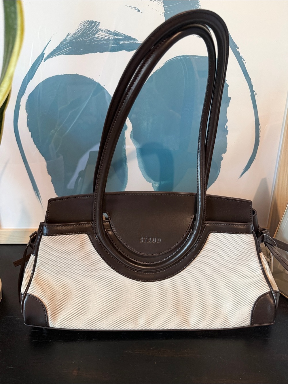Staud Maude Canvas and Leather Shoulder Bag - Picture 6 of 10